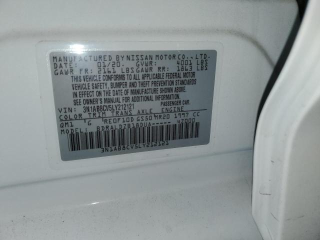 3N1AB8CV5LY212121 - 2020 NISSAN SENTRA SV WHITE photo 12