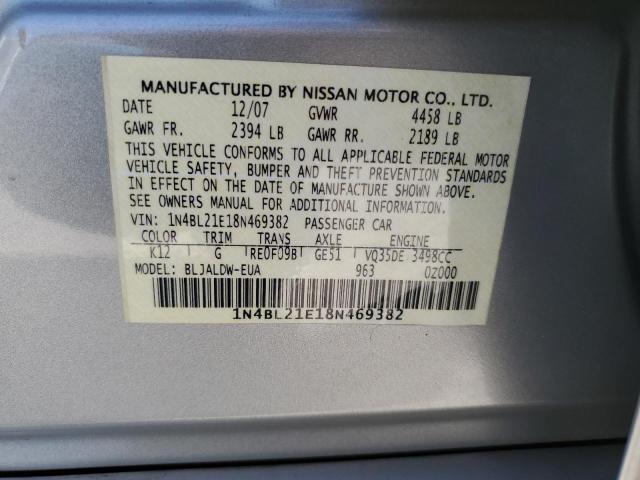 1N4BL21E18N469382 - 2008 NISSAN ALTIMA 3.5SE SILVER photo 12