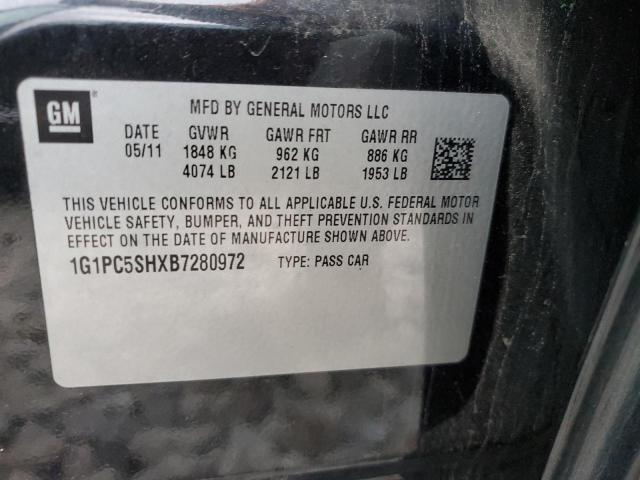 1G1PC5SHXB7280972 - 2011 CHEVROLET CRUZE LS BLACK photo 12