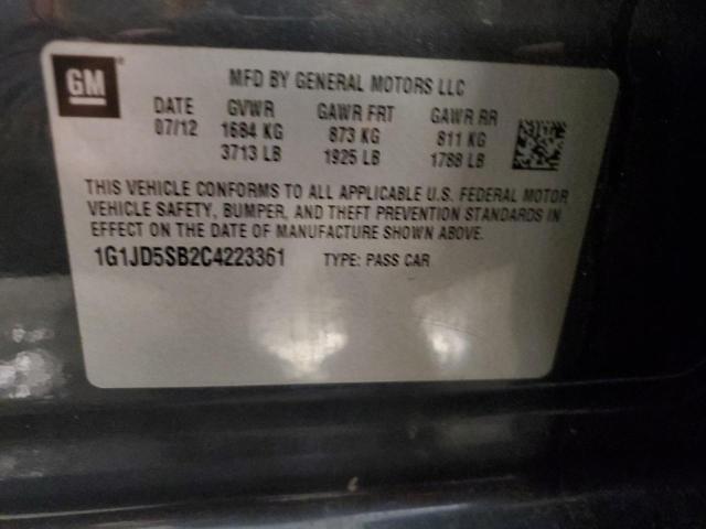 1G1JD5SB2C4223361 - 2012 CHEVROLET SONIC LT GRAY photo 12