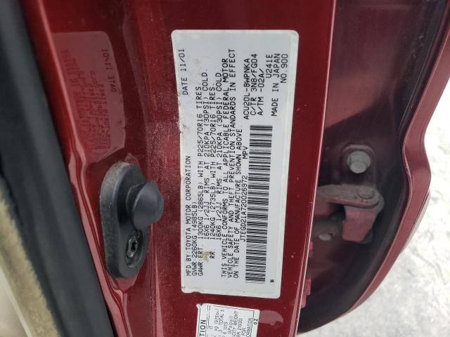 JTEGD21A720026972 - 2002 TOYOTA HIGHLANDER RED photo 13