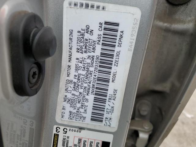 1NXBR32E47Z831590 - 2007 TOYOTA COROLLA CE SILVER photo 12