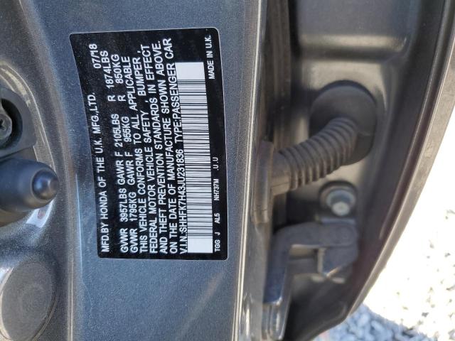 SHHFK7H43JU231836 - 2018 HONDA CIVIC SPORT 灰色 照片 12