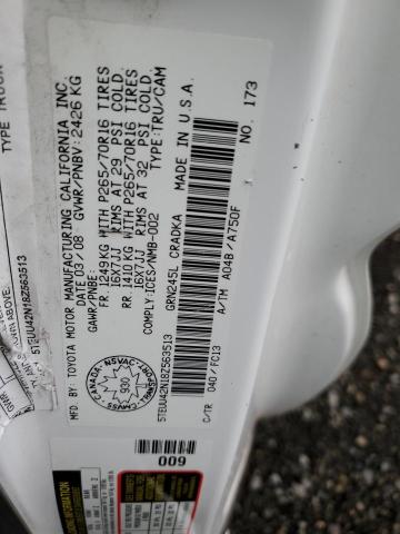 5TEUU42N18Z563513 - 2008 TOYOTA TACOMA ACCESS CAB თეთრი ფოტო 12