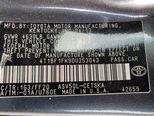 4T1BF1FK9DU253043 - 2013 TOYOTA CAMRY L GRAY photo 12