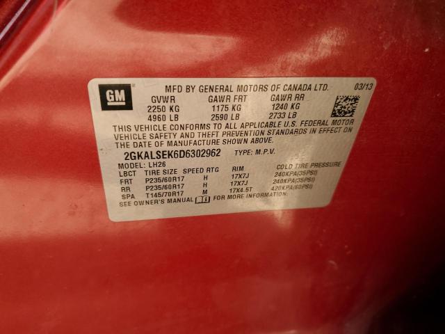 2GKALSEK6D6302962 - 2013 GMC TERRAIN SLE RED photo 12