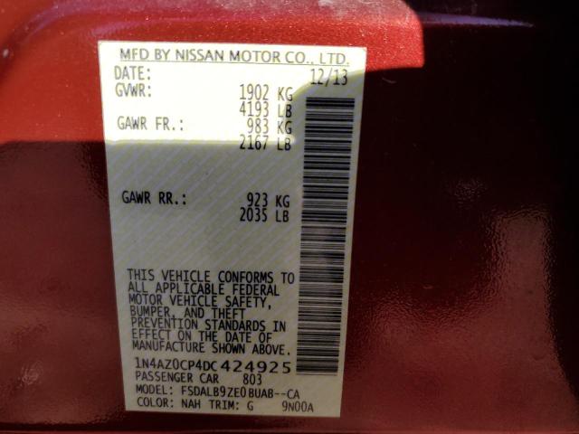 1N4AZ0CP4DC424925 - 2013 NISSAN LEAF S MAROON photo 12