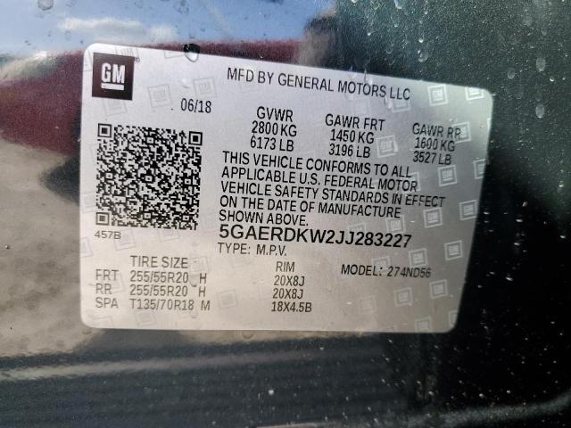 5GAERDKW2JJ283227 - 2018 BUICK ENCLAVE AVENIR 绿色 照片 14