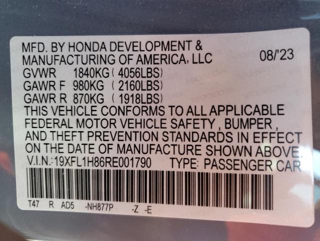 19XFL1H86RE001790 - 2024 HONDA CIVIC SPORT TOURING TEAL photo 13