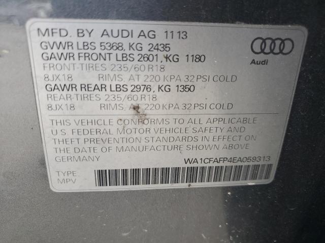 WA1CFAFP4EA059313 - 2014 AUDI Q5 PREMIUM GRAY photo 12