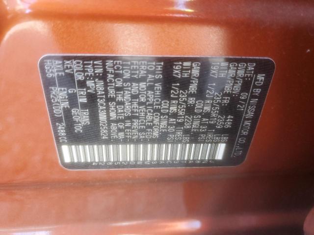 JN8AT3CA3MW025824 - 2021 NISSAN ROGUE SL ORANGE photo 13