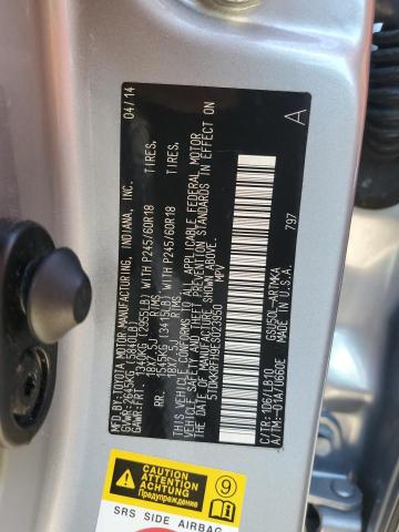 5TDKKRFH9ES023950 - 2014 TOYOTA HIGHLANDER XLE SILVER photo 13