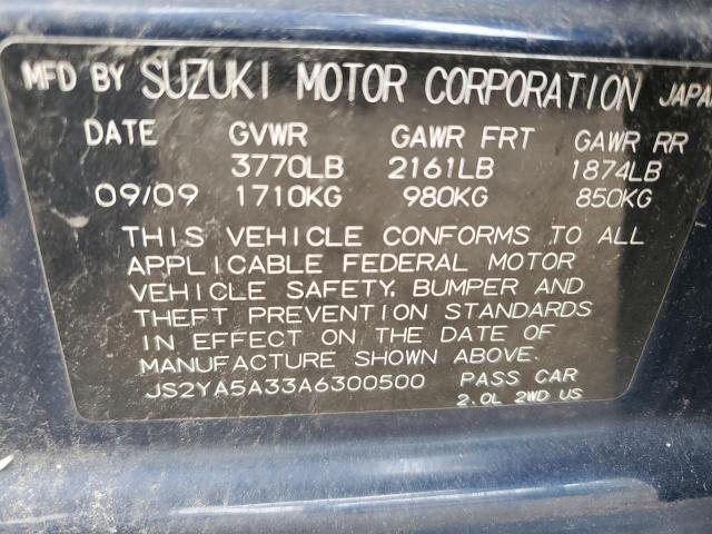 JS2YA5A33A6300500 - 2010 SUZUKI SX4 BLUE photo 12