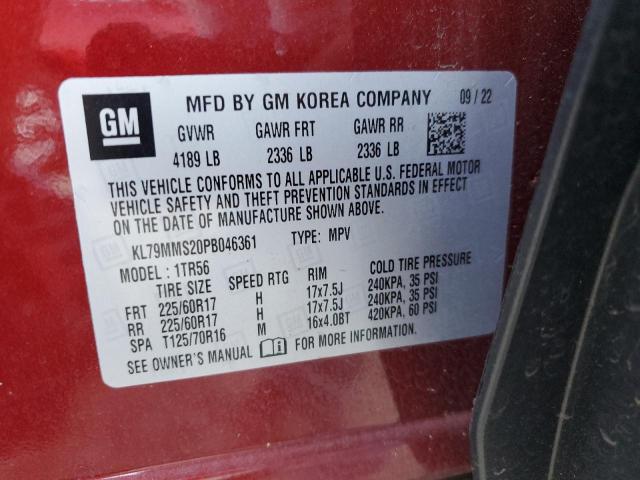 KL79MMS20PB046361 - 2023 CHEVROLET TRAILBLAZE LS RED photo 13