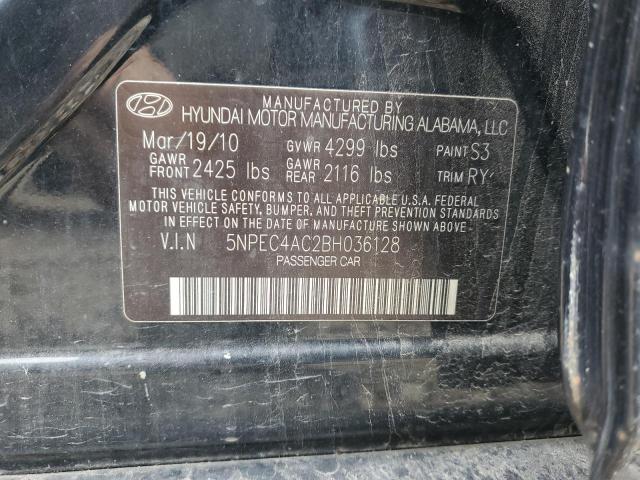 5NPEC4AC2BH036128 - 2011 HYUNDAI SONATA SE BLACK photo 12