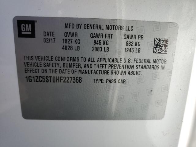 1G1ZC5ST0HF227368 - 2017 CHEVROLET MALIBU LS WHITE photo 12