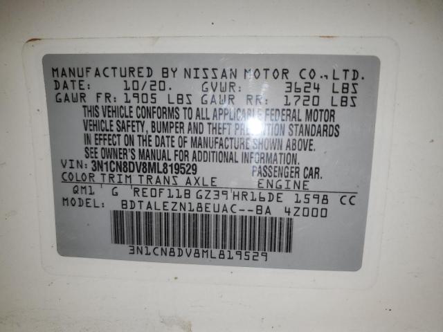 3N1CN8DV8ML819529 - 2021 NISSAN VERSA S WHITE photo 13