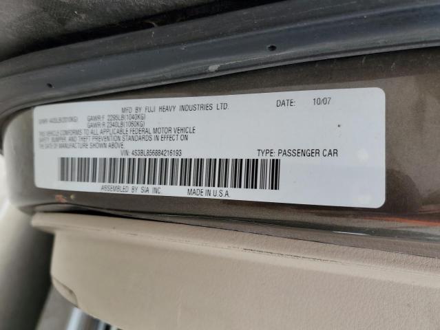 4S3BL856884216193 - 2008 SUBARU LEGACY 3.0R LIMITED BROWN photo 13