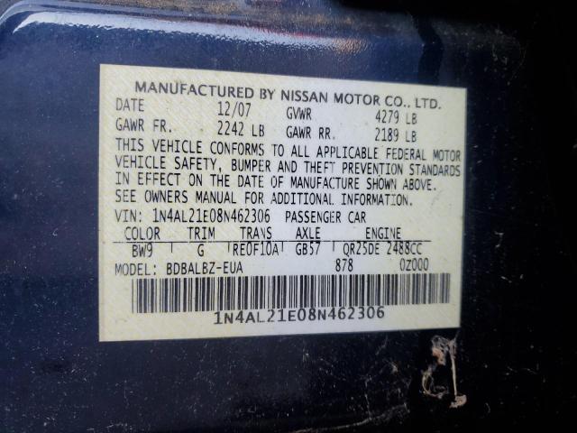 1N4AL21E08N462306 - 2008 NISSAN ALTIMA 2.5 BLUE photo 12