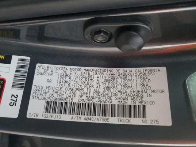 3TMJU62N39M080215 - 2009 TOYOTA TACOMA DOUBLE CAB PRERUNNER CHARCOAL photo 12