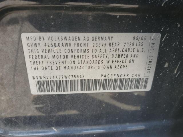 WVWHV71K37W075943 - 2007 VOLKSWAGEN NEW GTI BLACK photo 12