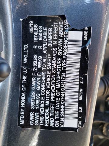 SHHFK7H41KU421734 - 2019 HONDA CIVIC SPORT 灰色 照片 13