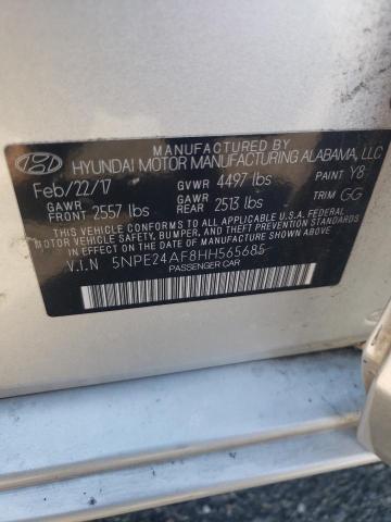 5NPE24AF8HH565685 - 2017 HYUNDAI SONATA SE SILVER photo 12