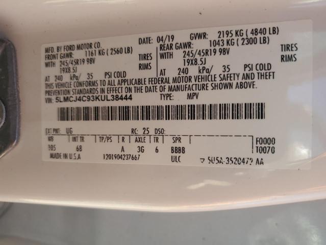 5LMCJ4C93KUL38444 - 2019 LINCOLN MKC BLACK LABEL Weiß Foto 13