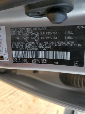 JTEBU5JR4G5371985 - 2016 TOYOTA 4RUNNER SR5/SR5 PREMIUM 银色 照片 12