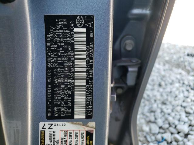 2T1KR32E08C700885 - 2008 TOYOTA COROLLA MA XR BLUE photo 12