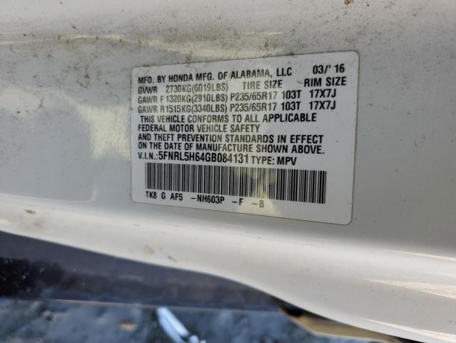 5FNRL5H64GB084131 - 2016 HONDA ODYSSEY EXL WHITE photo 13