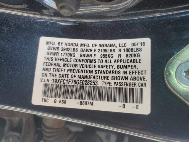19XFC1F76GE028253 - 2016 HONDA CIVIC EXL შავი ფოტო 13