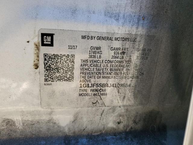 1G1JF5SB4J4107554 - 2018 CHEVROLET SONIC PREMIER SILVER photo 12