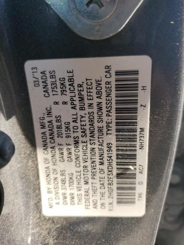 2HGFB2F5XDH541949 - 2013 HONDA CIVIC LX GRAY photo 13