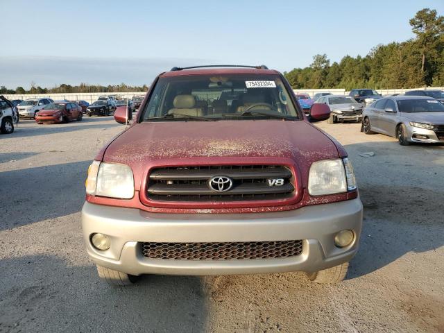 5TDZT34A22S077729 - 2002 TOYOTA SEQUOIA SR5 BURGUNDY photo 5