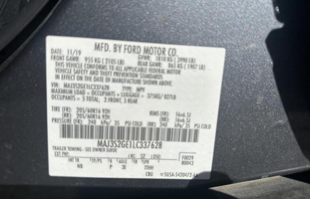 MAJ3S2GE1LC337628 - 2020 FORD ECOSPORT SE GRAY photo 10