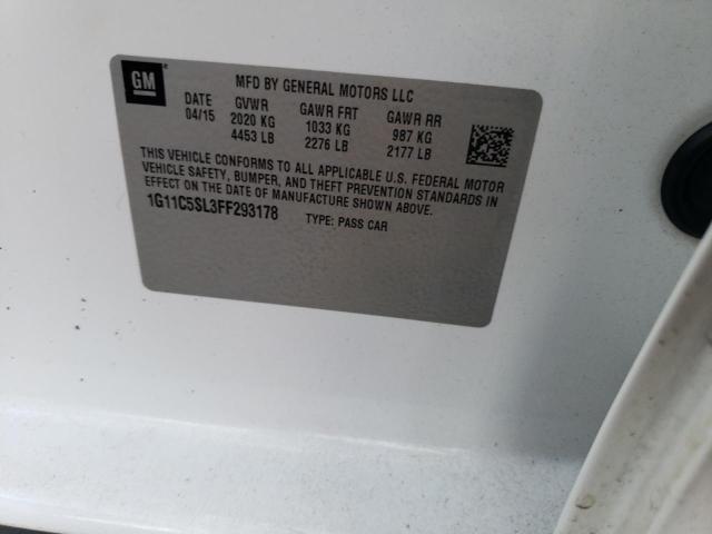 1G11C5SL3FF293178 - 2015 CHEVROLET MALIBU 1LT WHITE photo 12