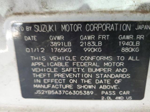 JS2YB5A37C6305389 - 2012 SUZUKI SX4 WHITE photo 13