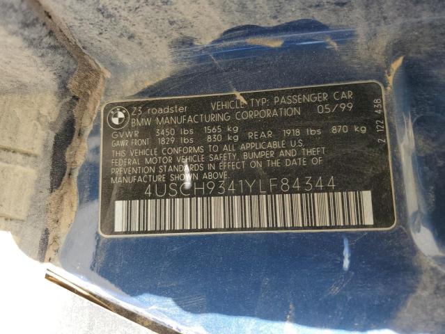 4USCH9341YLF84344 - 2000 BMW Z3 2.3 BLUE photo 13