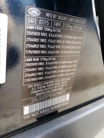 SALGV2EF6GA246024 - 2016 LAND ROVER RANGE ROVE AUTOBIOGRAPHY BLACK photo 13