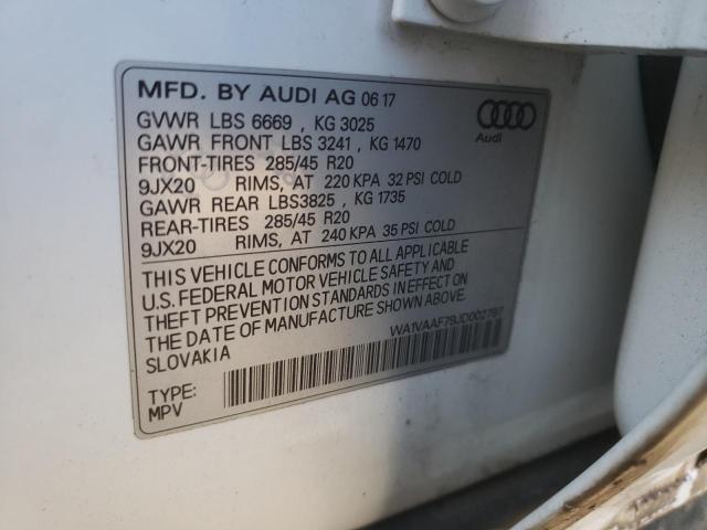 WA1VAAF79JD002797 - 2018 AUDI Q7 PRESTIGE თეთრი ფოტო 12