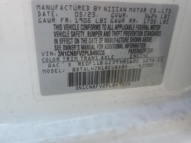 3N1CN8FV2PL849028 - 2023 NISSAN VERSA SR WHITE photo 12