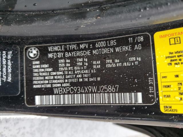 WBXPC934X9WJ25867 - 2009 BMW X3 XDRIVE30I BLACK photo 13