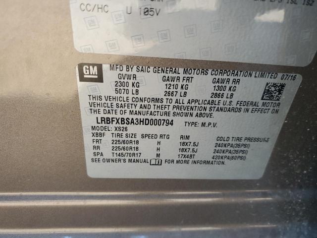 LRBFXBSA3HD000794 - 2017 BUICK ENVISION ESSENCE GRAY photo 13