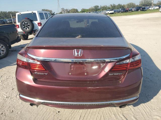 1HGCR2F51HA088999 - 2017 HONDA ACCORD SPORT MAROON photo 6