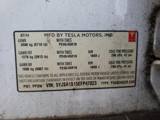 5YJSA1S15EFP47023 - 2014 TESLA MODEL S Սպիտակ լուսանկար 13