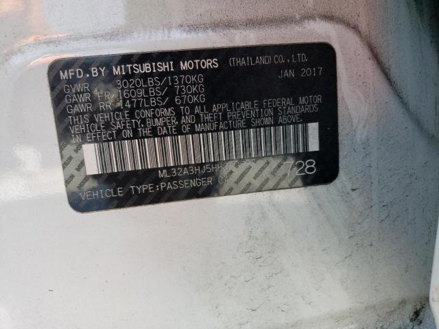 ML32A3HJ5HH019907 - 2017 MITSUBISHI MIRAGE ES WHITE photo 12