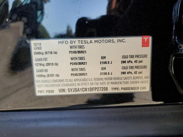 5YJSA1CN1DFP27206 - 2013 TESLA MODEL S შავი ფოტო 12