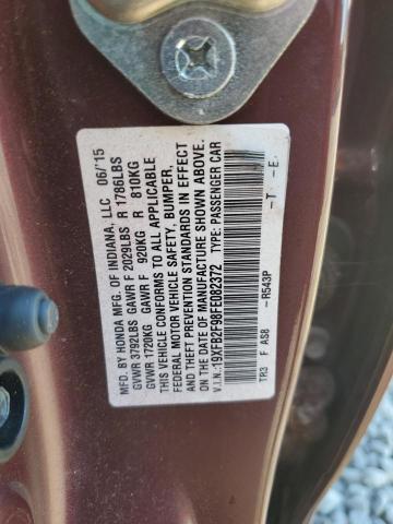 19XFB2F98FE082372 - 2015 HONDA CIVIC EXL მუქწითელი ფოტო 12