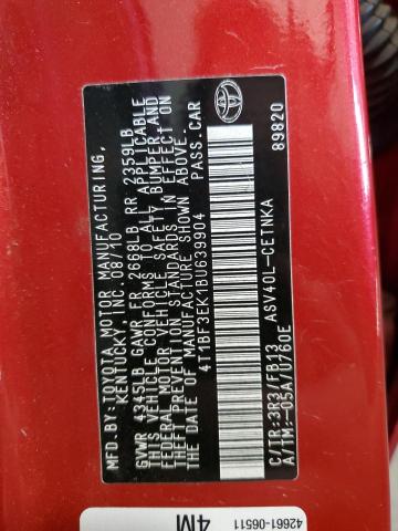 4T1BF3EK1BU639904 - 2011 TOYOTA CAMRY BASE RED photo 12